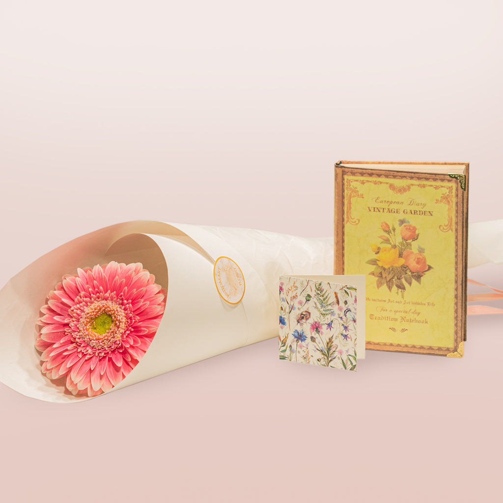 Mother’s Day Single Flower with Vintage Notebook